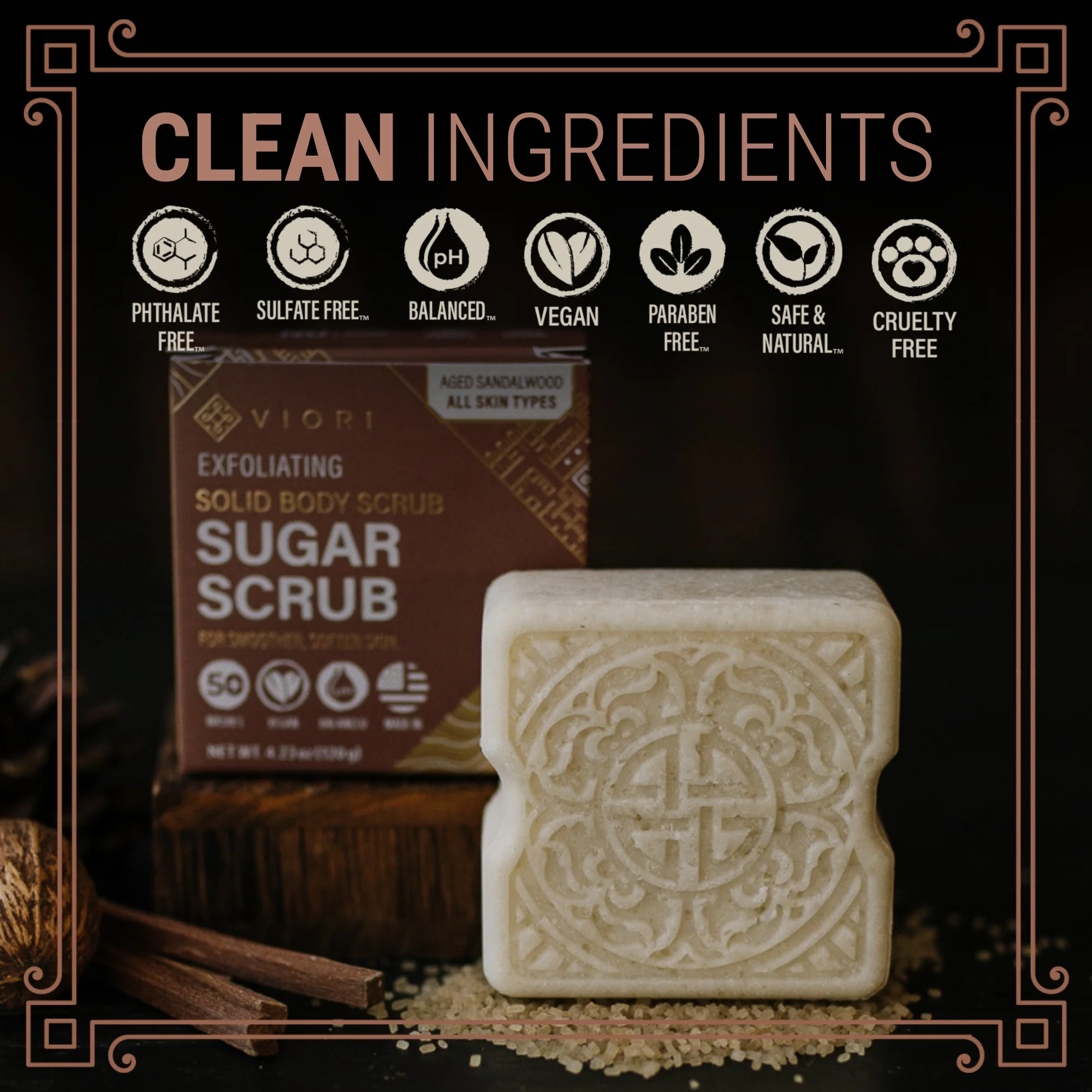 Men's Sandalwood Sugar Scrub Bar | VIORI - Image 6