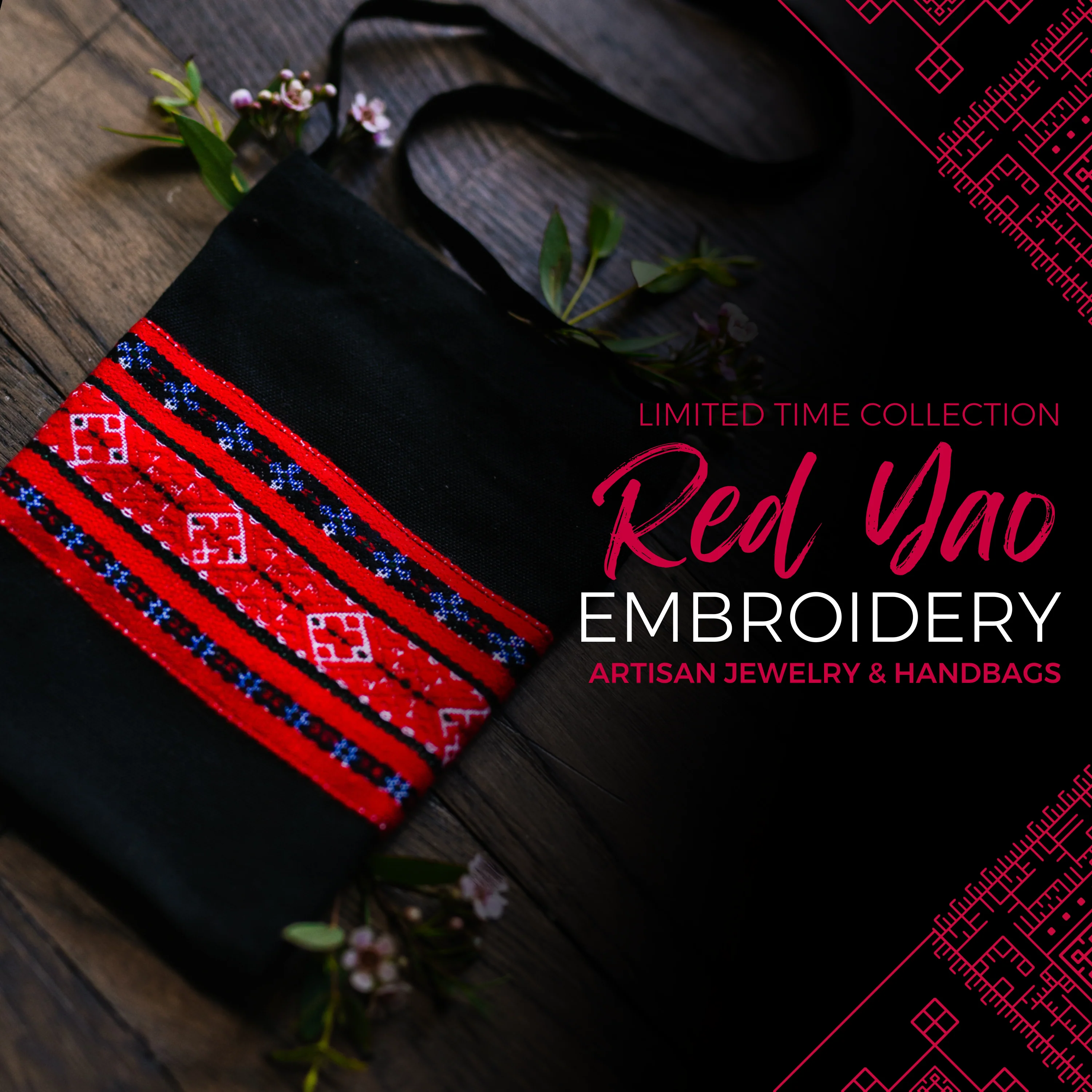 Red Yao Embroidered Bag – Handmade | VIORI - Image 4