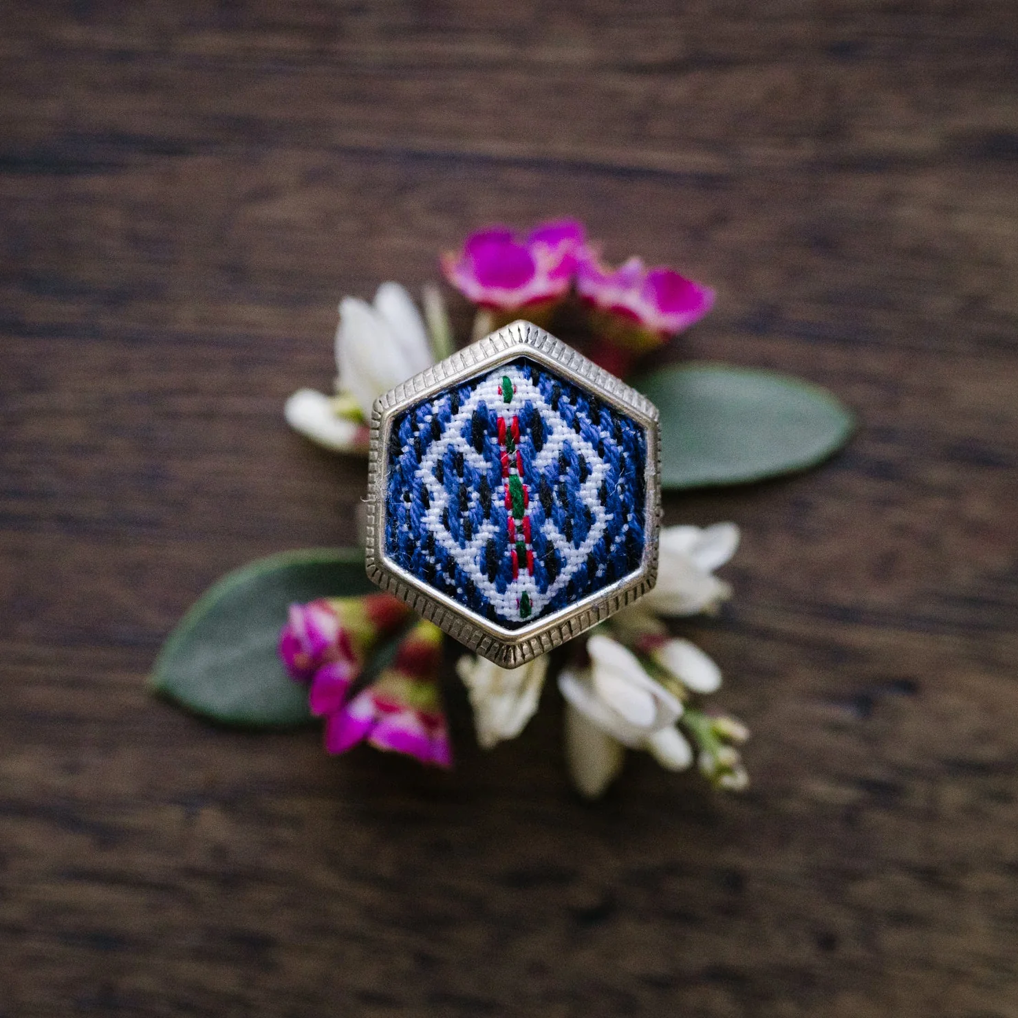 Red Yao Embroidered Ring – Handmade | VIORI - Image 6