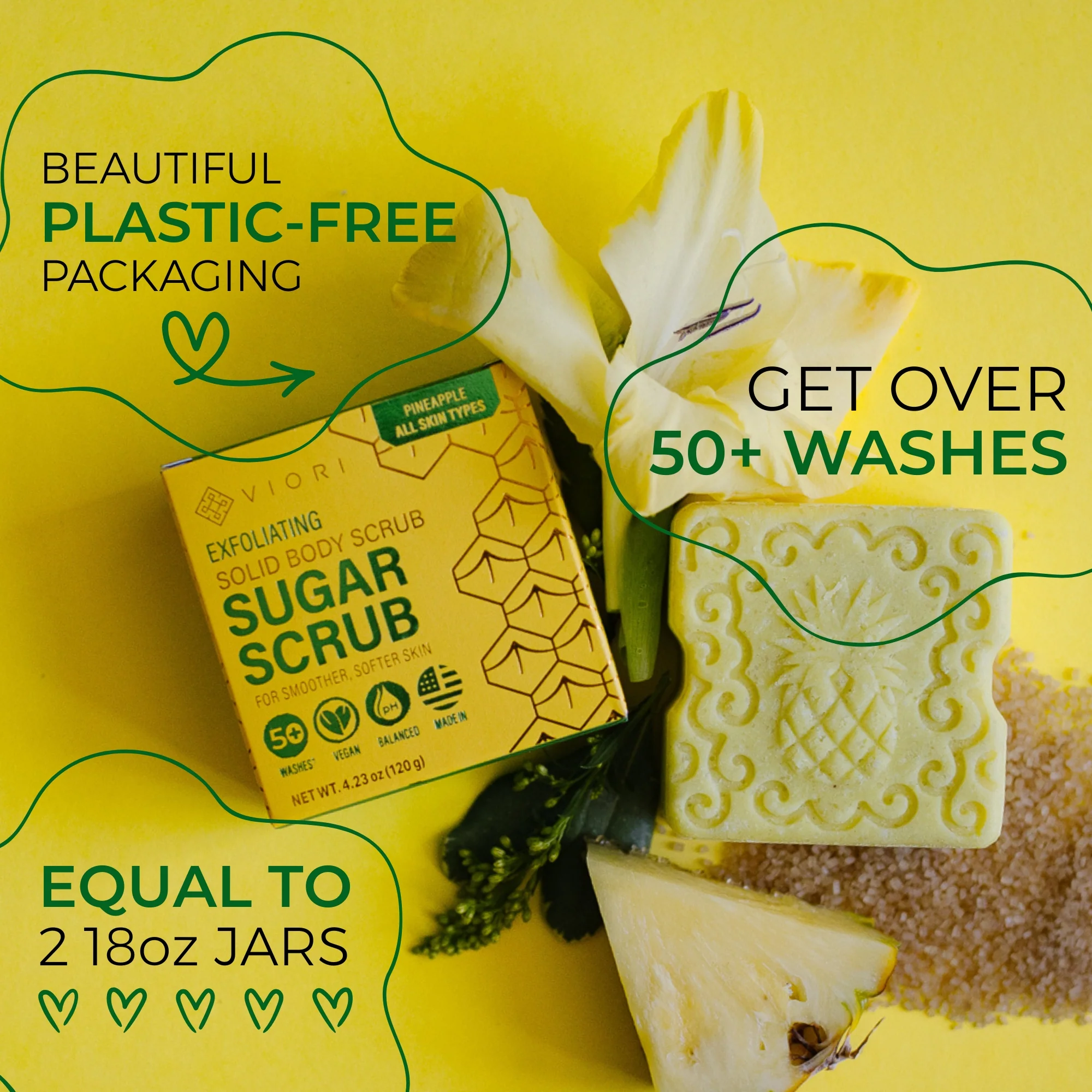 Pineapple Sugar Scrub Bar – Brightening | VIORI - Image 7