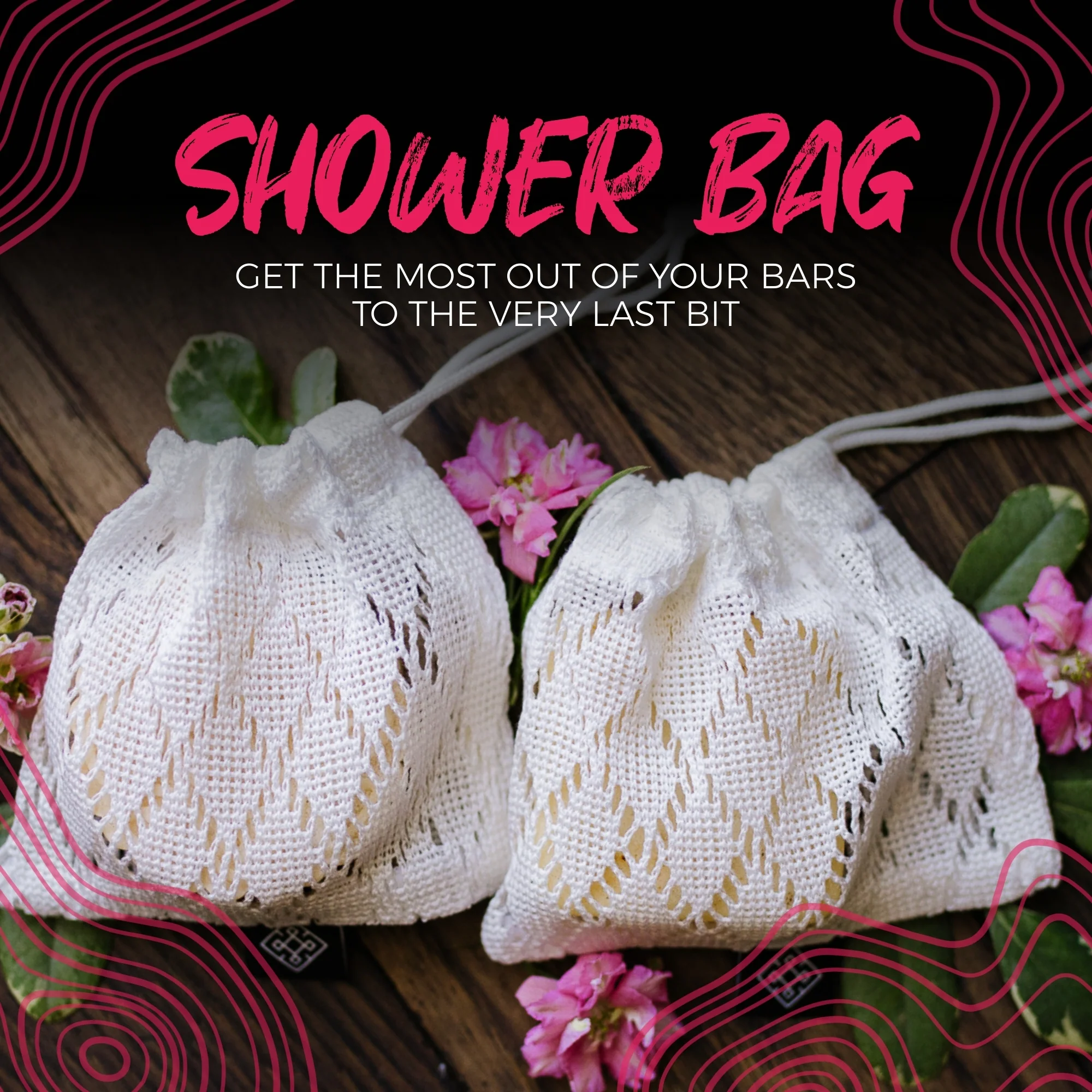 White Shower Soap Bags - Image 3
